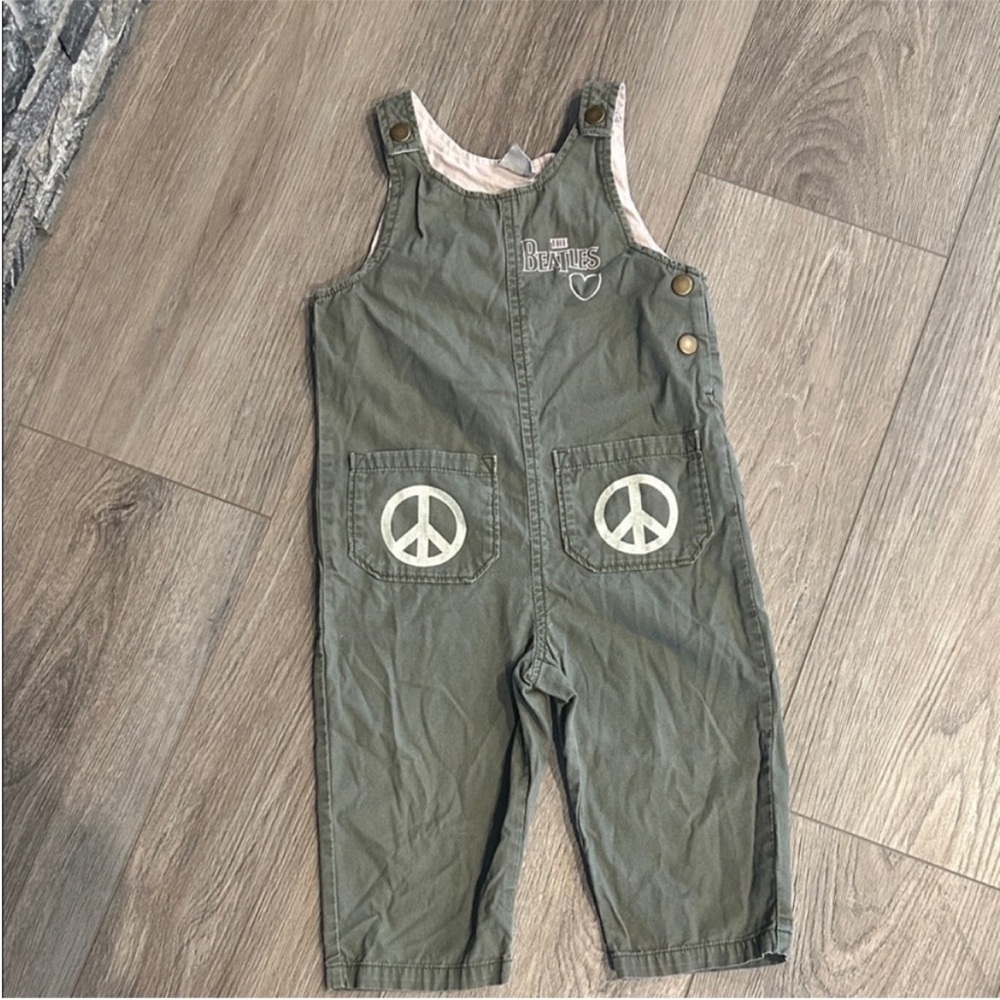 Junk‎ Food Clothing The Beatles Olive Green Kids Overalls Size 2T